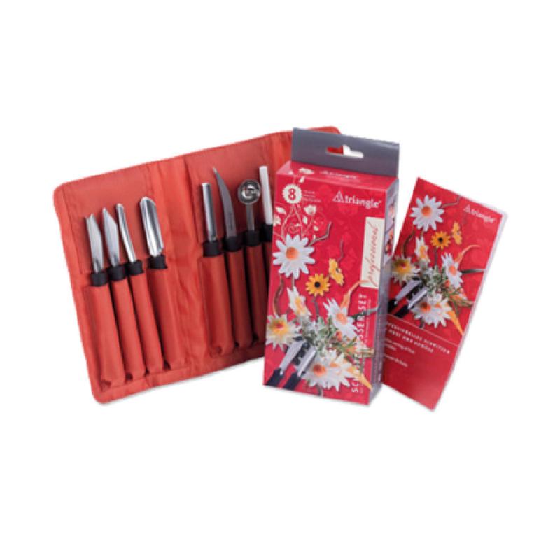 Louis Tellier 908180802 Triangle Professional Carving Tool Set (8) Pieces Stainless Steel With Non-slip Grip