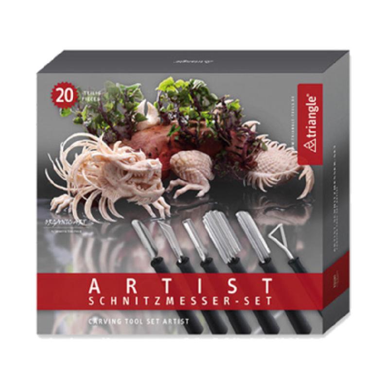 Louis Tellier 908582002 Triangle Artist Carving Tool Set (20) Pieces Stainless Steel With Non-slip Grip