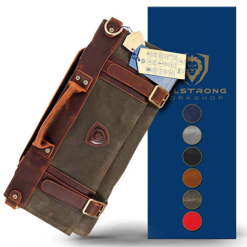 12oz Heavy Duty Canvas & Leather | Olive | Nomad Knife Roll | Dalstrong