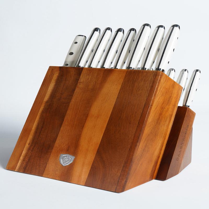 18-piece Colossal Knife Set with Block | White Handles | Gladiator Series | Knives NSF Certified | Dalstrong