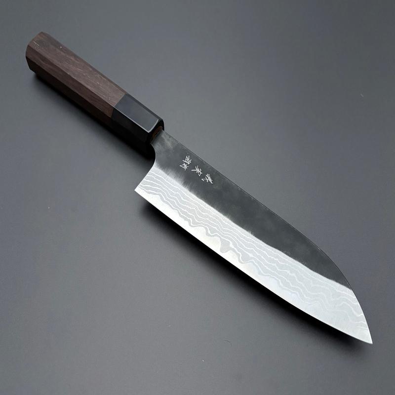 Yoshimi Kato White #2 Damascus Kurouchi Santoku