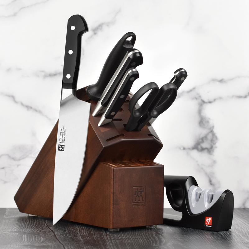 Zwilling Pro 7 Piece Acacia Knife Block Set with Bonus Sharpener