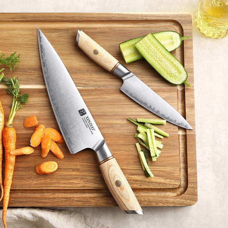 Xinzou B37S 2 Pcs Composite Stainless Steel Kitchen Knife Set with Pakka Wood Handle