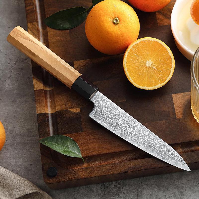 Xinzuo Zhen Series 67 Layer Damascus Japanese Utility Knife with Olive Wood Handle
