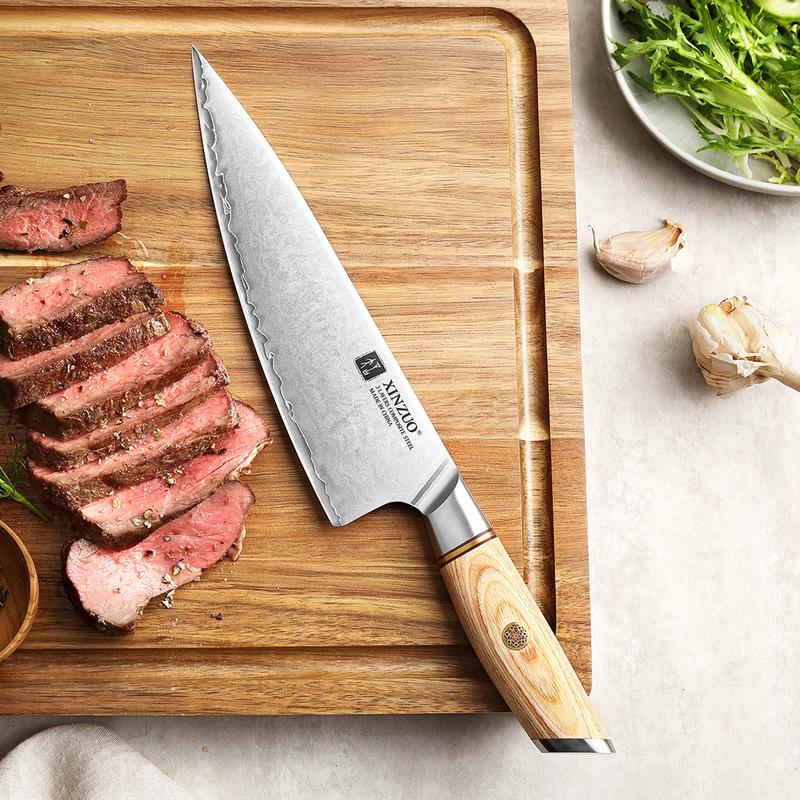 Xinzou B37S Composite Stainless Steel Kitchen Knife Chef knife with Pakka Wood Handle