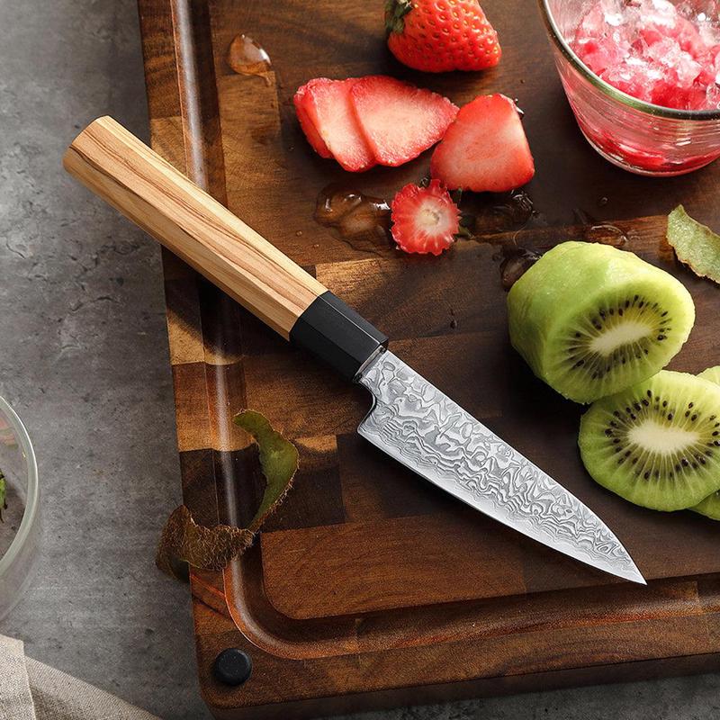 Xinzuo Zhen Series 67 Layer Damascus Japanese Paring Knife with Olive Wood Handle