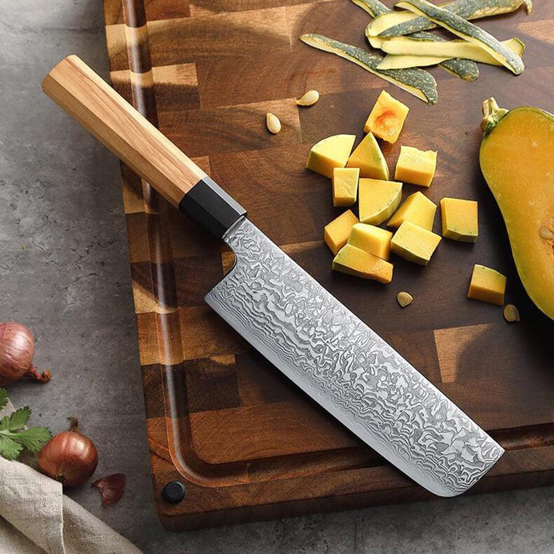 Xinzuo Zhen Series 7" 67 Layer Damascus Japanese Nakiri Knife with Olive Wood Handle