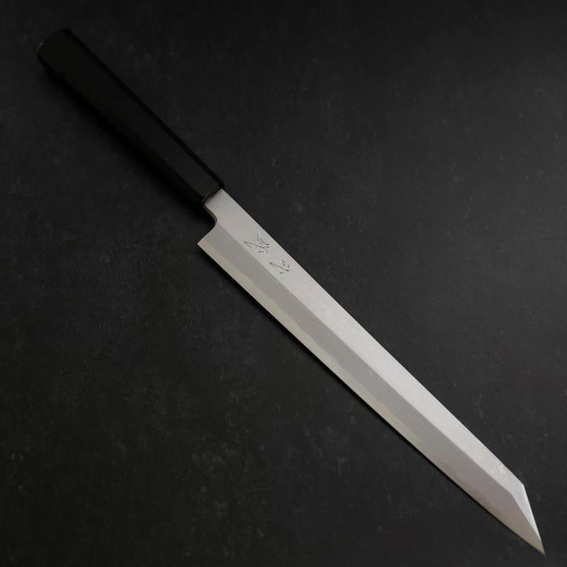 Yanagi Kiritsuke Blue Steel #1 Suminagashi Buffalo Ebony Handle With Sheath 270mm