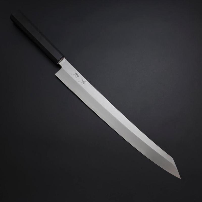 Yanagi Kiritsuke Silver Steel #3 Kasumi Buffalo Ebony Handle 300mm