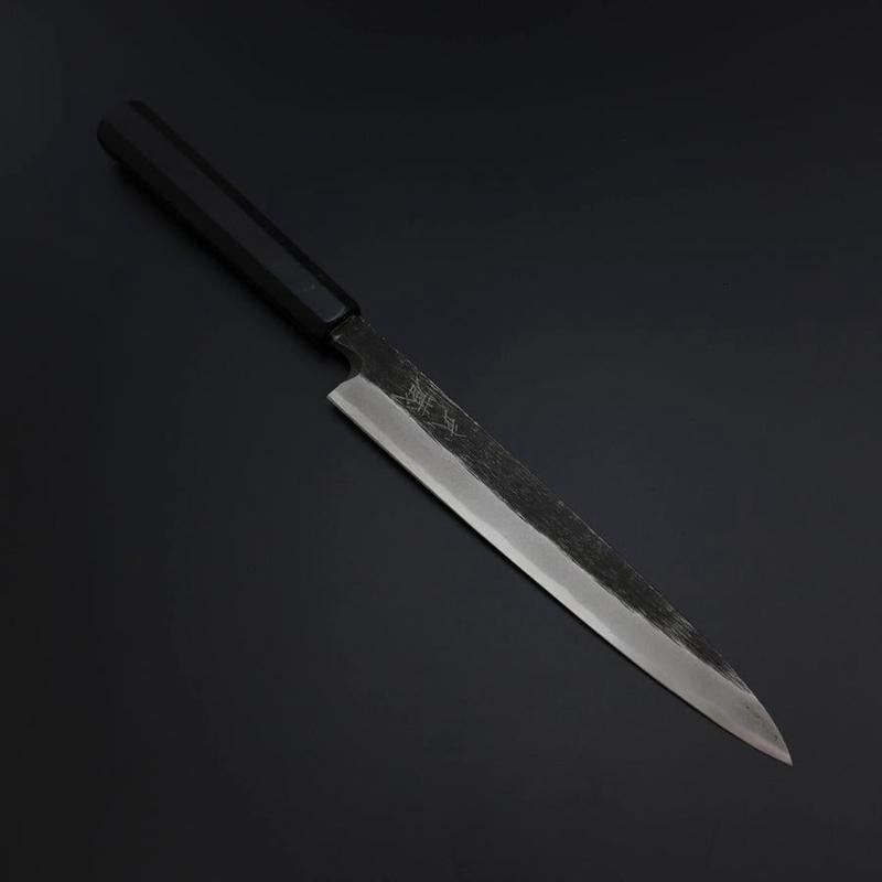 Yanagiba Blue Steel #2 Kurouchi Buffalo Ebony Handle 200mm