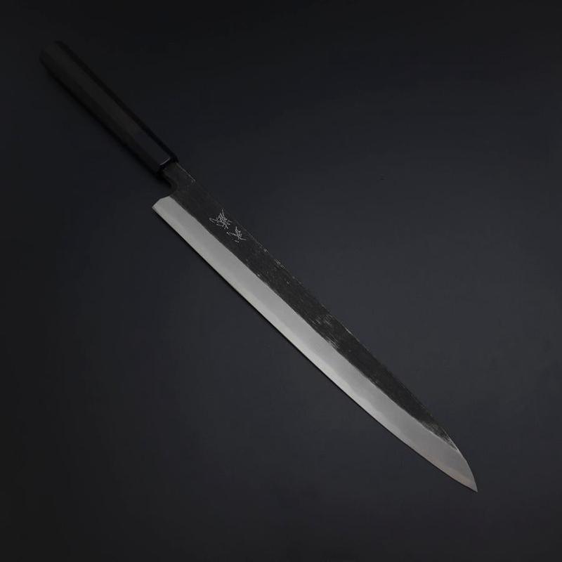 Yanagiba Blue Steel #2 Kurouchi Buffalo Ebony Handle 290mm