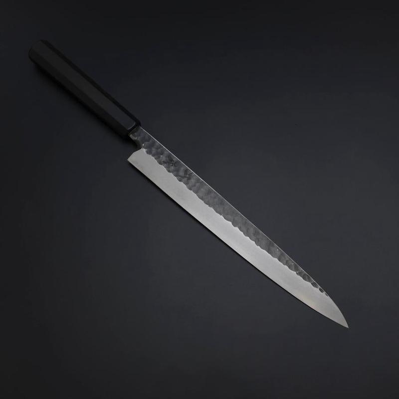 Yanagiba Blue Steel #2 Tsuchime Kurouchi Buffalo Ebony Handle 260mm
