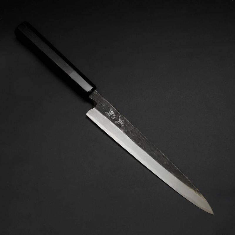 Yanagiba Blue Steel #2 Kurouchi Buffalo Ebony Handle 210mm