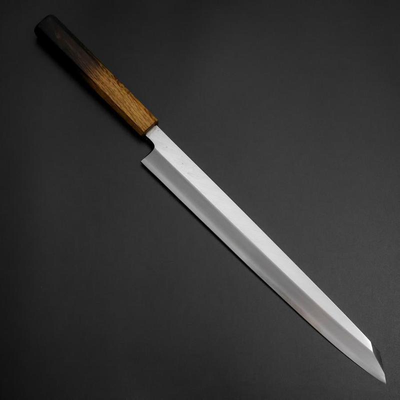 Yanagi Kiritsuke White Steel #2 Kasumi Yaki Urushi Handle 290mm