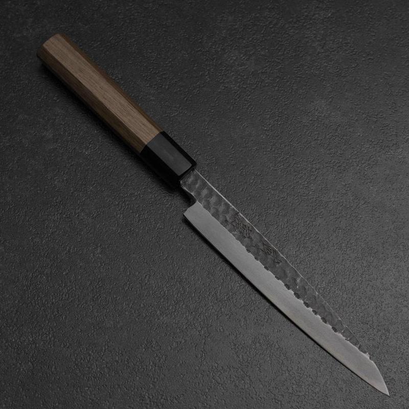 Yanagiba Blue Steel #2 Kurouchi Tsuchime Walnut Handle 165mm