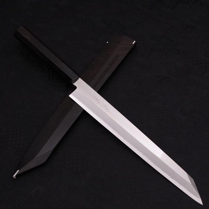 Yanagi Kiritsuke Silver Steel #3 Mirror Buffalo Ebony Handle 270mm