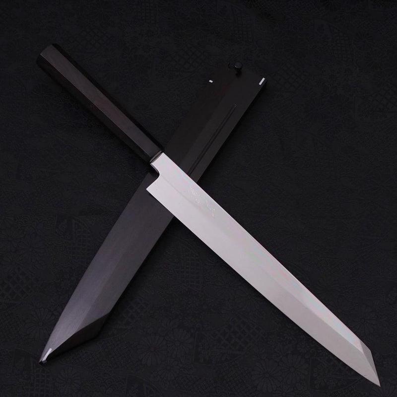 Yanagi Kiritsuke Silver Steel #3 Honyaki Mirror Buffalo Ebony Handle 270mm