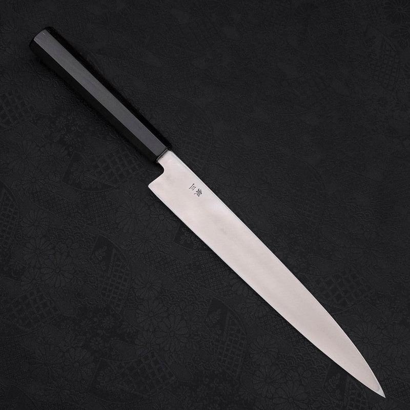 Yanagiba Left -Hand Silver Steel #3 Kasumi Buffalo Ebony Handle 240mm