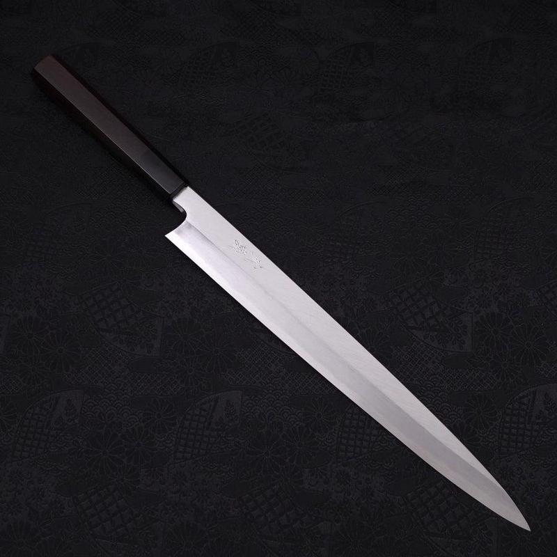 Yanagiba Blue Steel #2 Kasumi Buffalo Ebony Handle 300mm