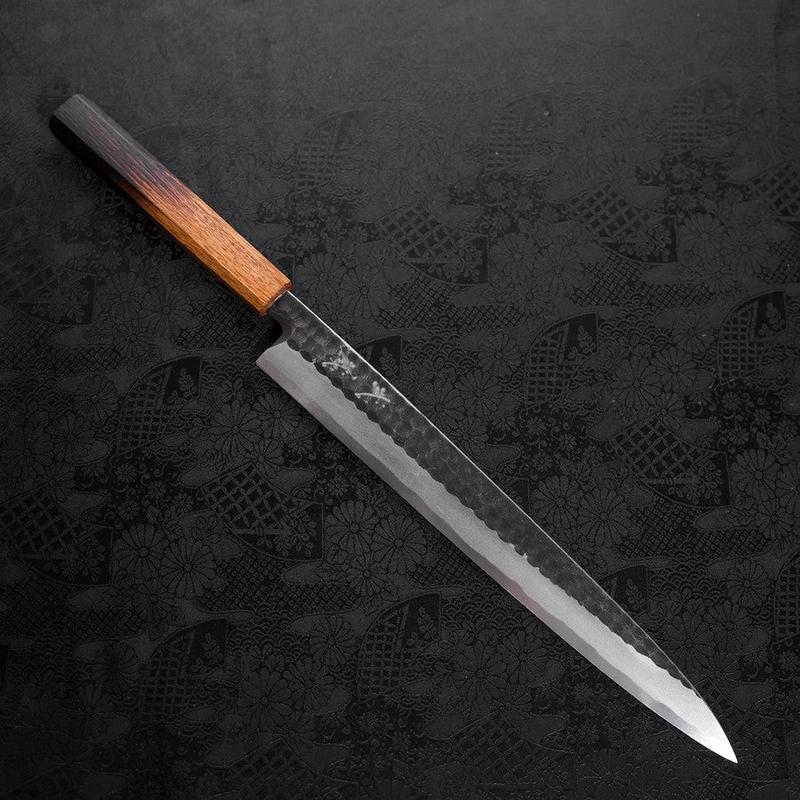 Yanagiba Blue Steel #2 Kurouchi Tsuchime Yaki Urushi Handle 300mm