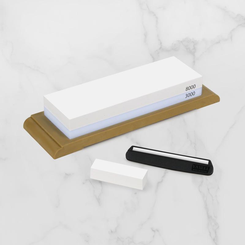 Yaxell 3000/8000 Combination Water Stone with Base & Leveling Stone
