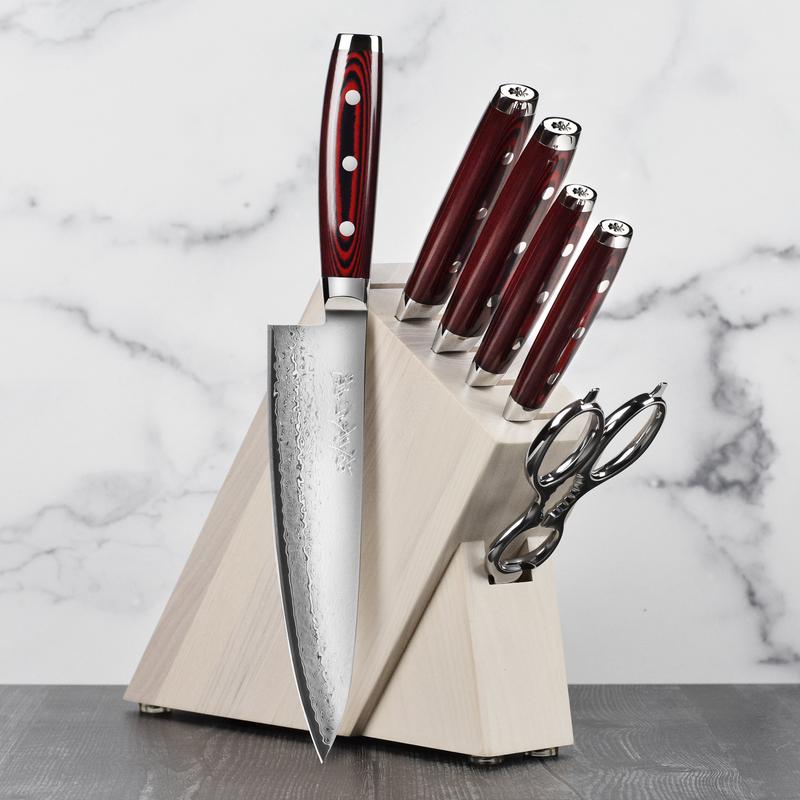 Yaxell Super Gou SG2 7 Piece Gray Ash Slim Knife Block Set