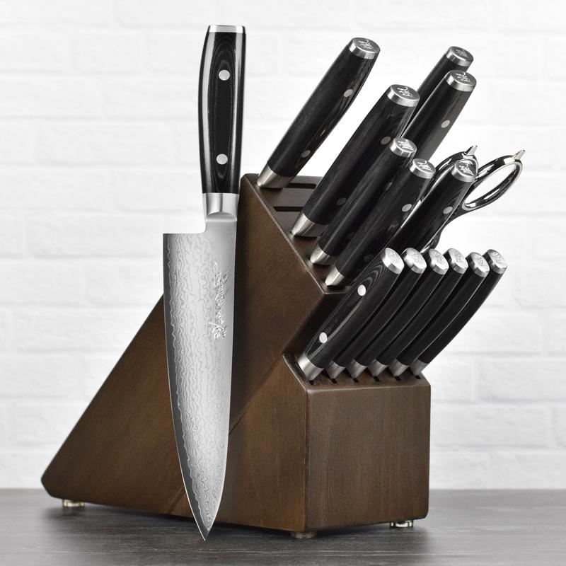 Yaxell Ran Plus 16 Piece Dark Ash Knife Block Set