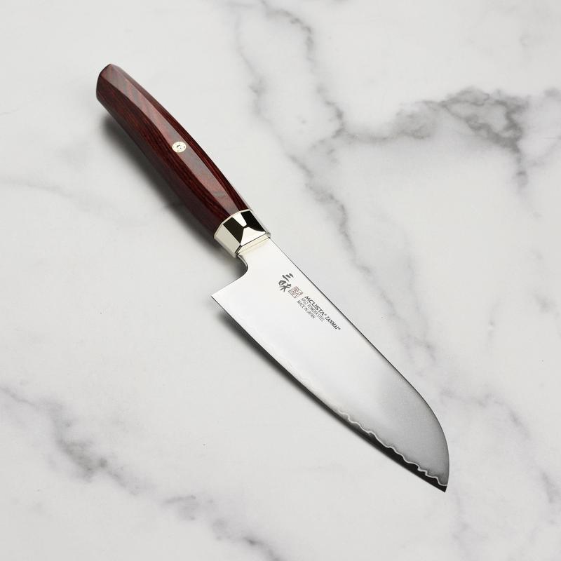 Zanmai Revolution SG2 5.9" Ko-Santoku with Red Pakkawood Handle