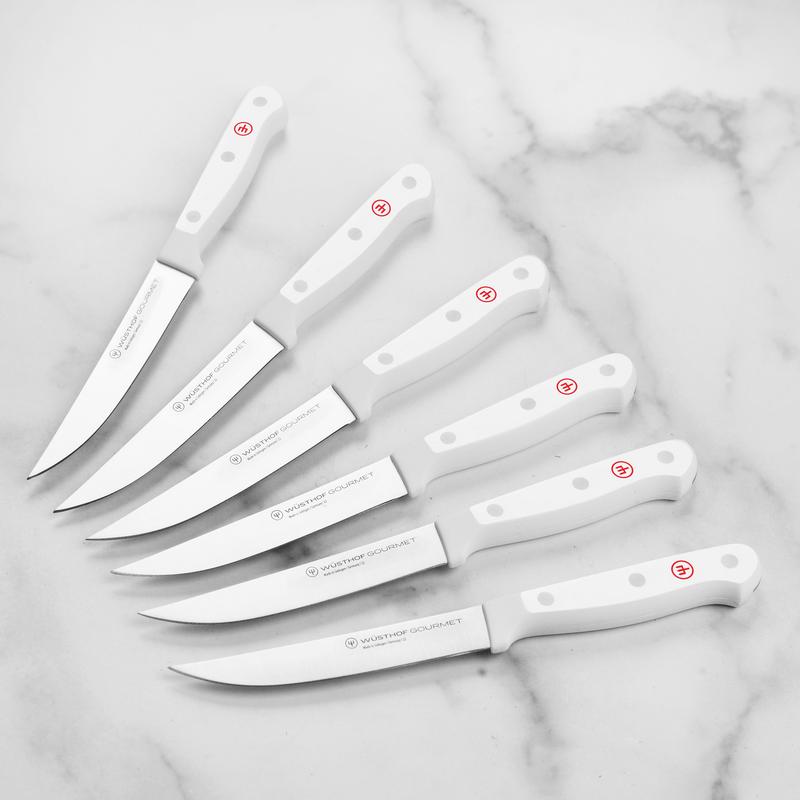 Wusthof Gourmet 6 Piece Steak Knife Set with White Handles