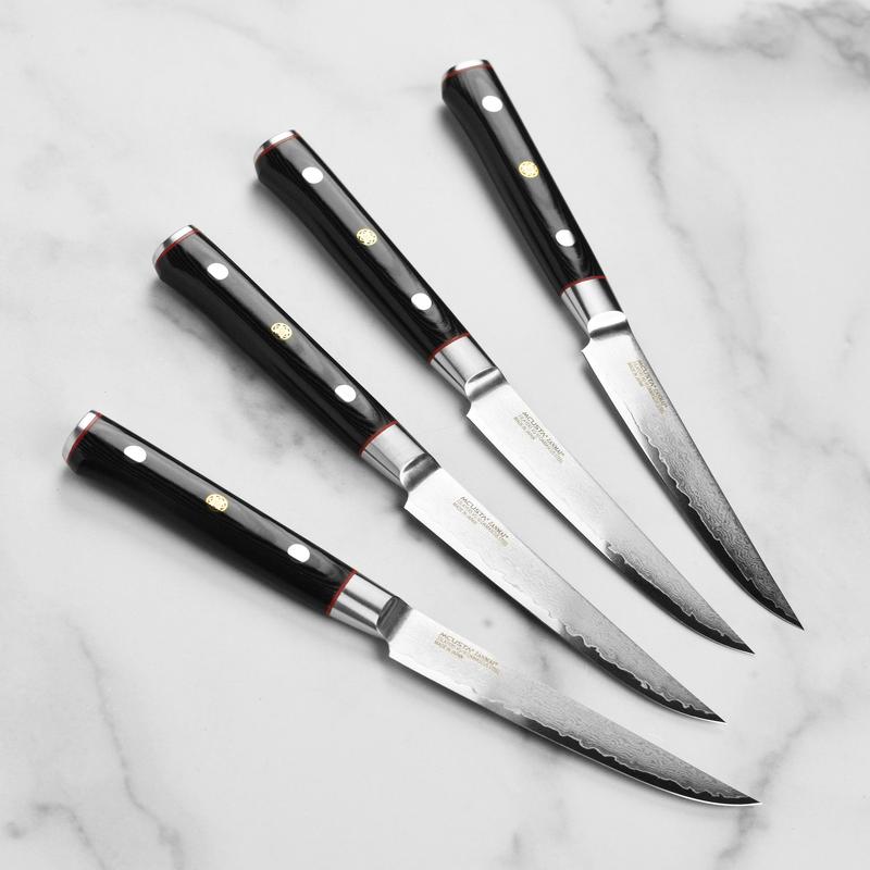 Zanmai Classic Pro Zebra Damascus 4 Piece Steak Knife Set
