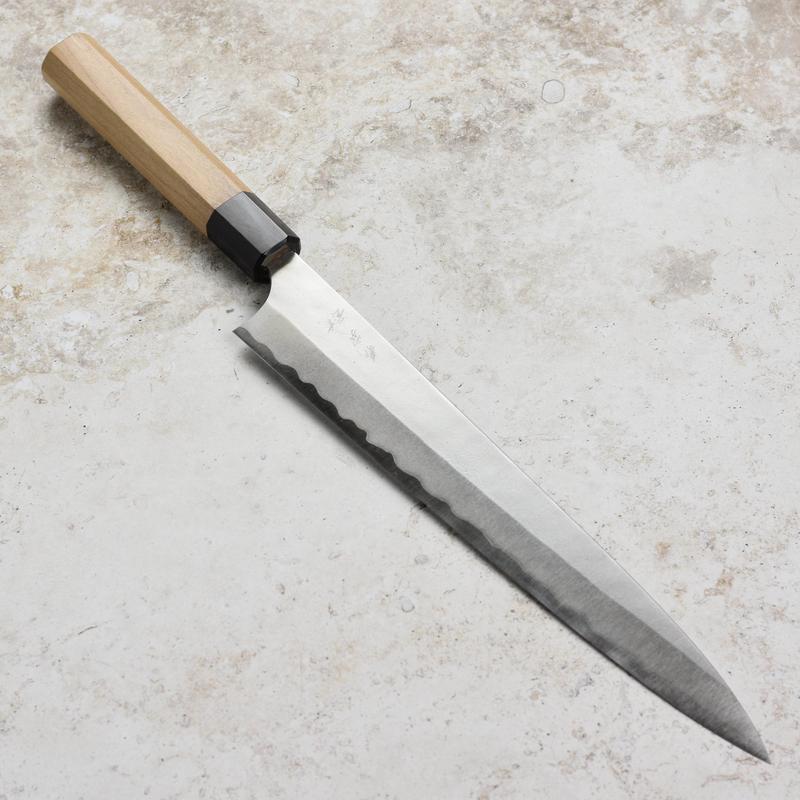 Yoshimi Kato Aogami Super Nashiji Stainless Clad 10.6" Sujihiki