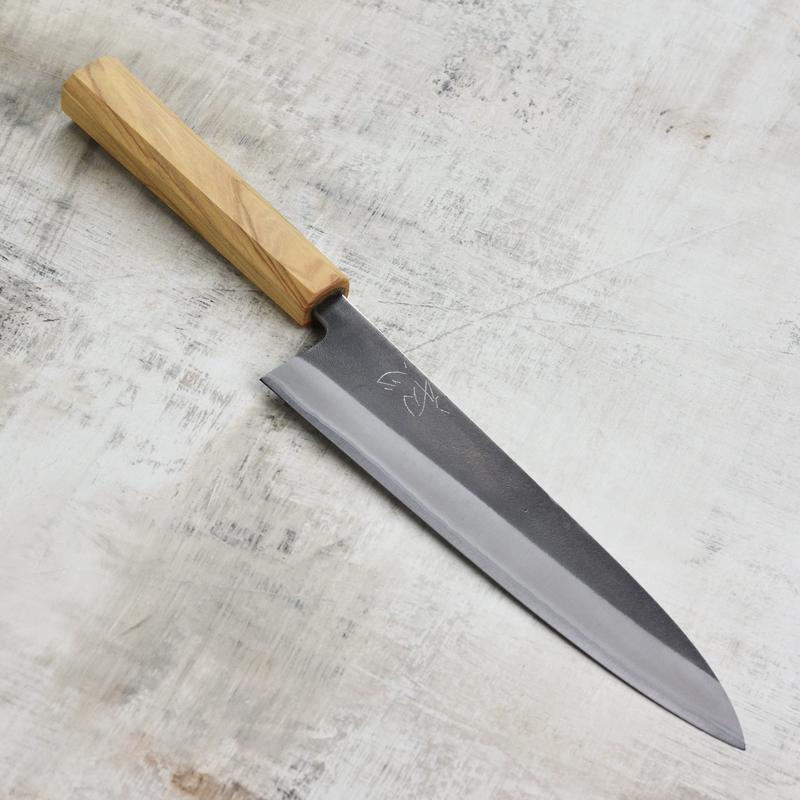 Yoshikane Shirogami #2 Kurouchi Stainless Clad 8.25" Gyuto, Olivewood