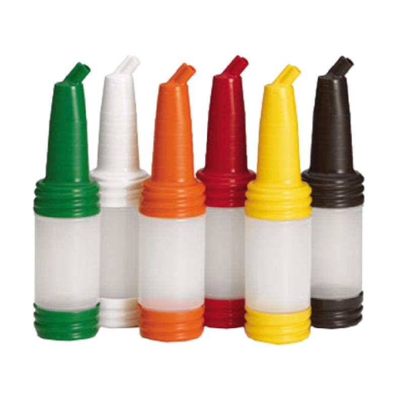 Tablecraft N32A Cash & Carry PourMaster Complete Unit Quart Assorted Color-coded Caps