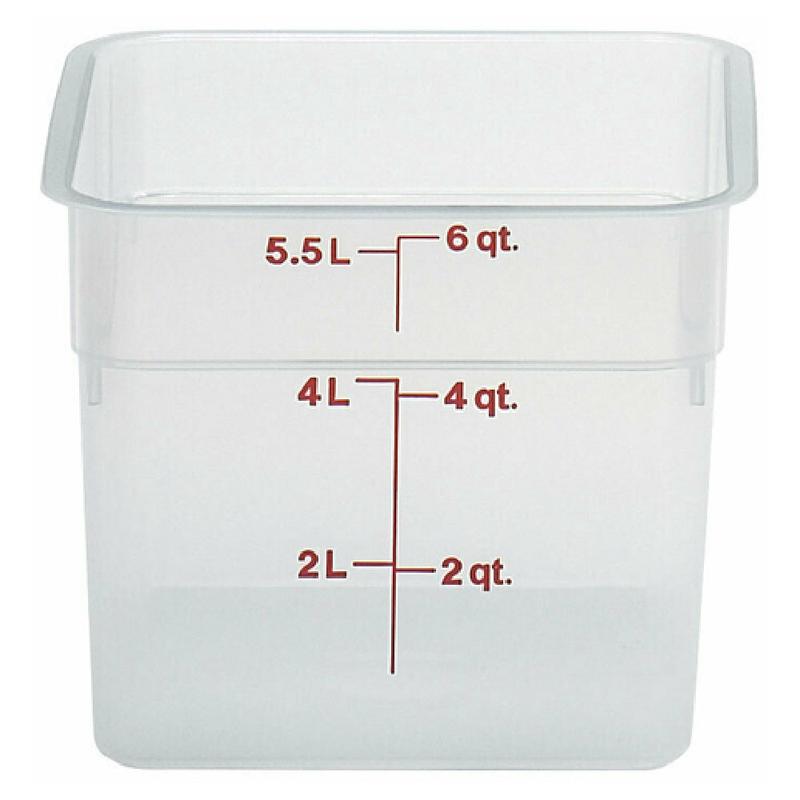 Cambro 6SFSPP190 CamSquare Food Container 6 Qt. 8-3/8"L X 8-3/8"W X 7-1/4"H