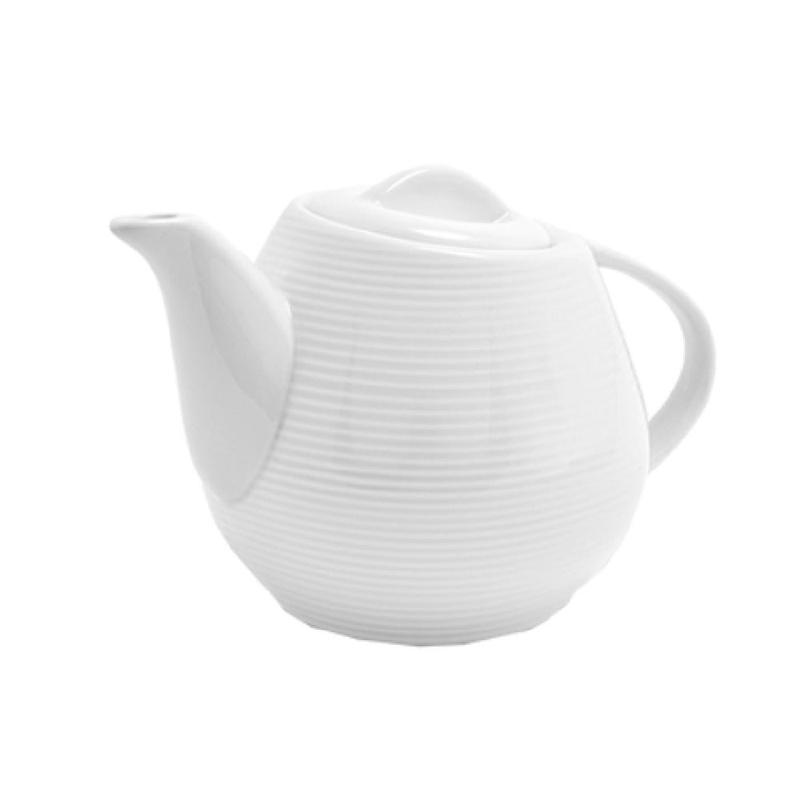FOH BTP002WHP12 Spiral Teapot 15 Oz. 4" Dia. X 4"