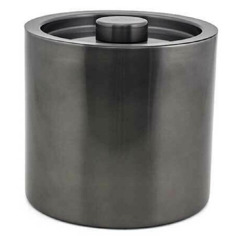 FOH RIB024BKS21 3qt Round Brushed Stainless Ice Bucket Matte Black Includes One RIB024BKS21-BTM 3qt Round Brushed Stainless Ice Bucket Base Matte Black
