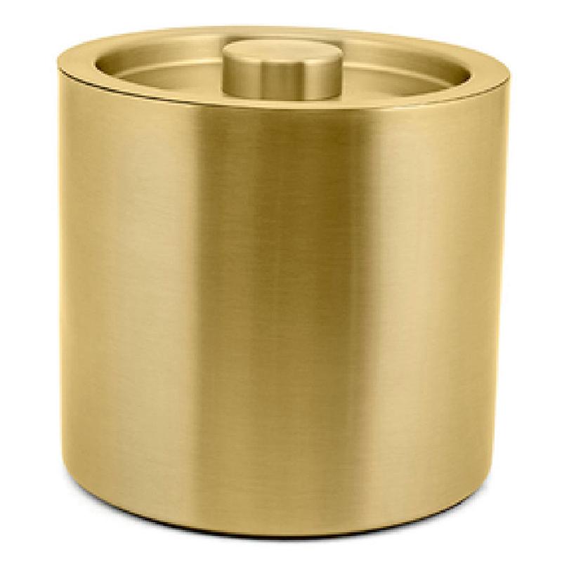 FOH RIB024GOS21 3qt Round Brushed Stainless Ice Bucket Matte Brass Includes One RIB024GOS21-BTM 3 Qt Round Brushed Stainless Ice Bucket Base Matte Brass