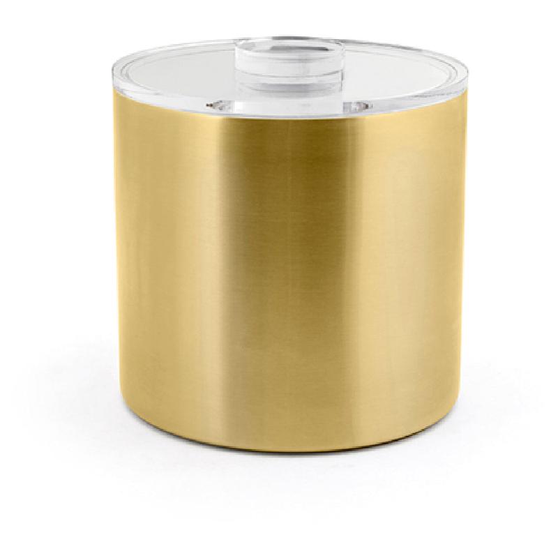 FOH RIB030GOS21 3qt Round Stainless Ice Bucket Matte Brass With Acrylic Lid