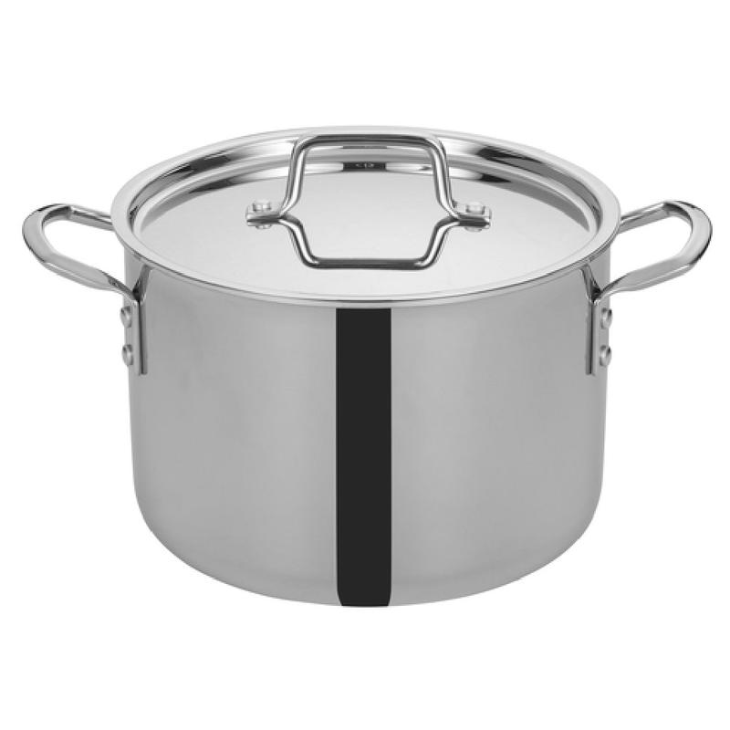 Winco TGSP-8 Tri-Gen Induction-Ready Stock Pot 8 Qt. 9-1/2" Dia. X 8-1/2"H