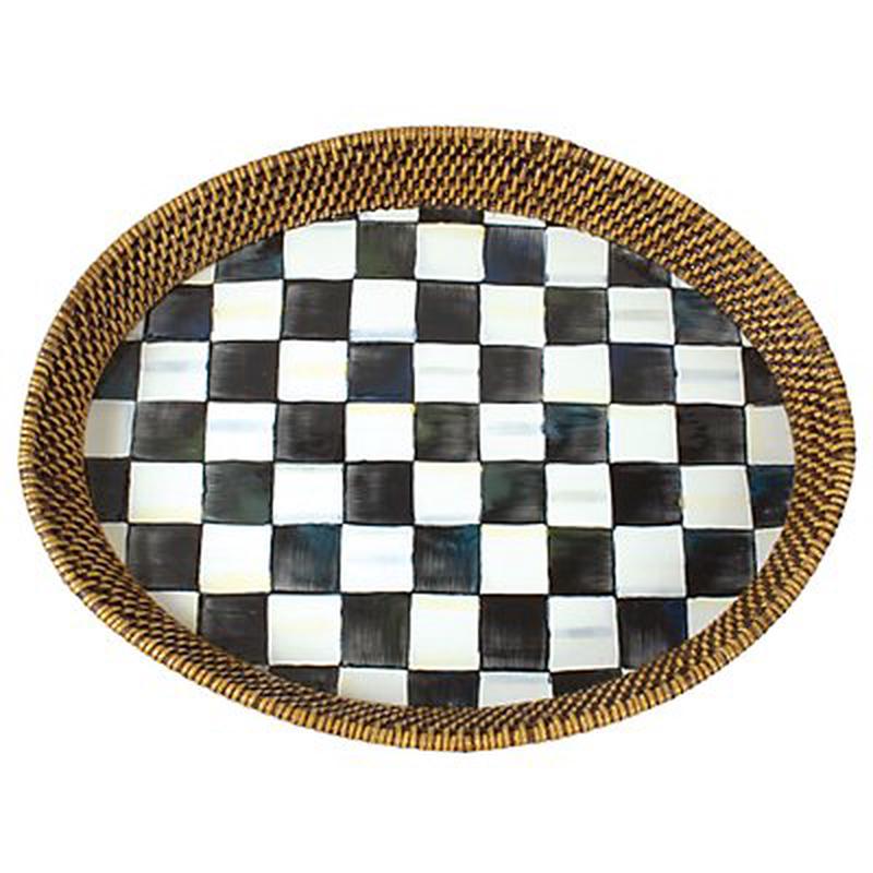 Courtly Check Rattan Party Tray