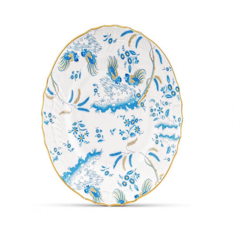 Ginori Flat Dessert Plate Oro Di Doccia Turchese