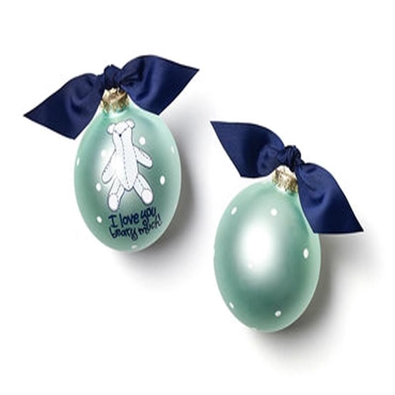 I Love You Beary Much Boy Glass Ornament