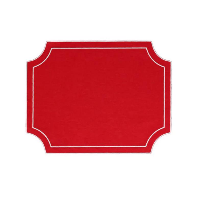 Tessuti Red Rectangular Placemat w/ White Stitching Set of 8