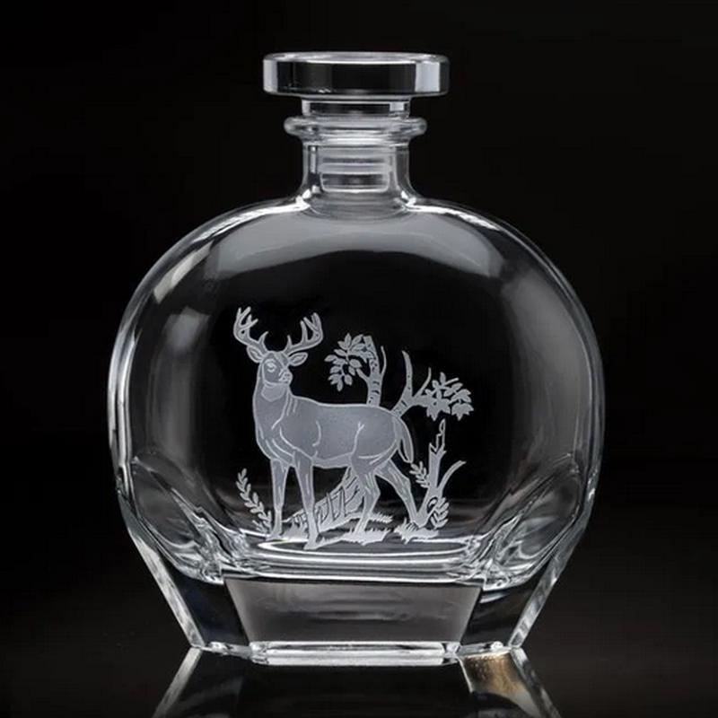 White Tail Buck Round Decanter