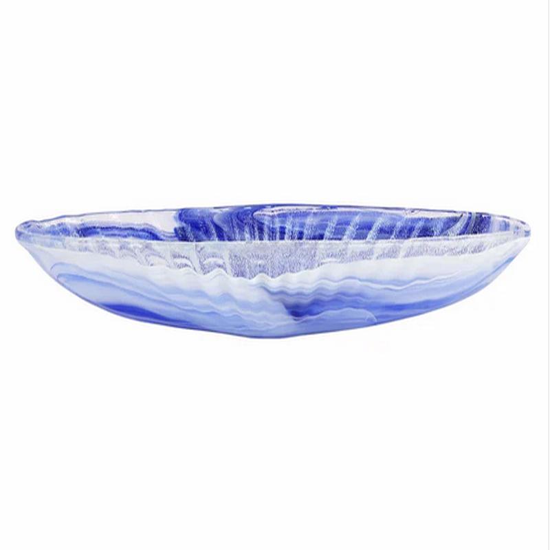 Onda Glass Cobalt Long Oval Bowl