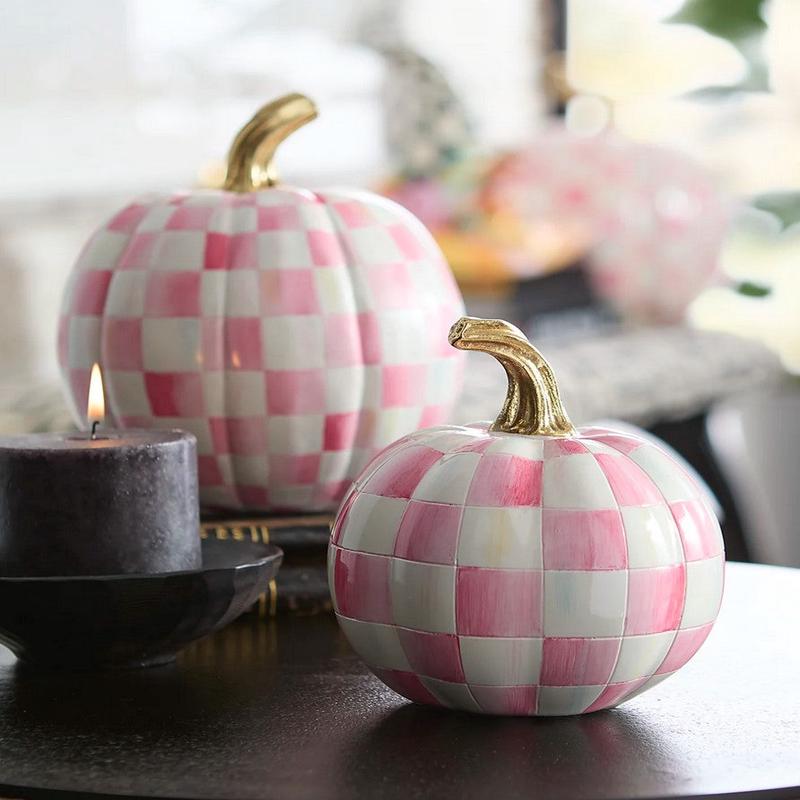 Bubblegum Pink Check Pumpkin Mini