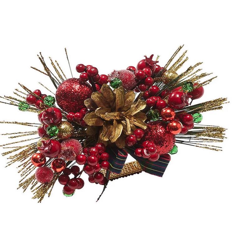 Holly and Sprig Napkin Ring Red, Green, Gold