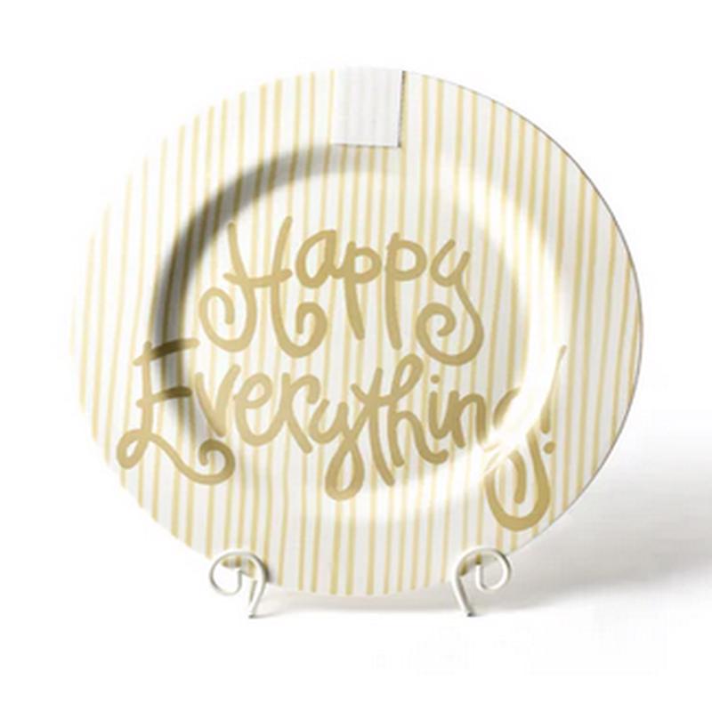 Neutral Skinny Stripe Happy Everything Big Round Platter