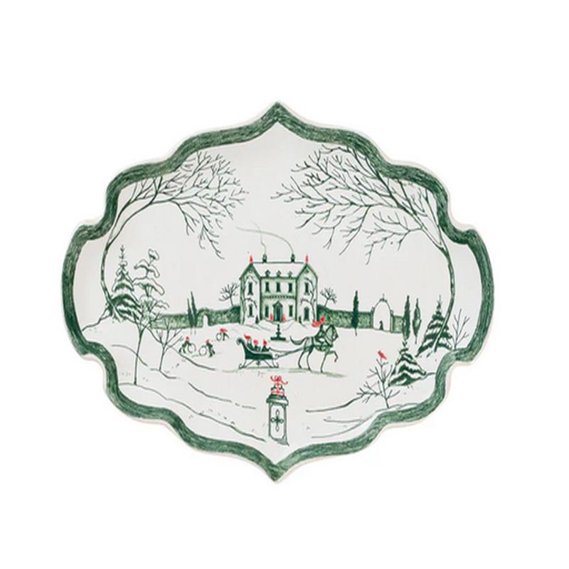 Country Estate Winter Frolic 7" Tray - Evergreen