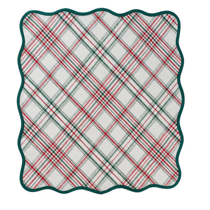 Merry Tartan 52" Square Tablecloth - Red/Green